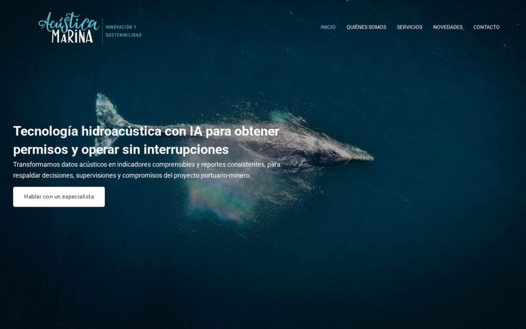 Captura de la web de Acústica Marina hecha por Lucuma Agency
