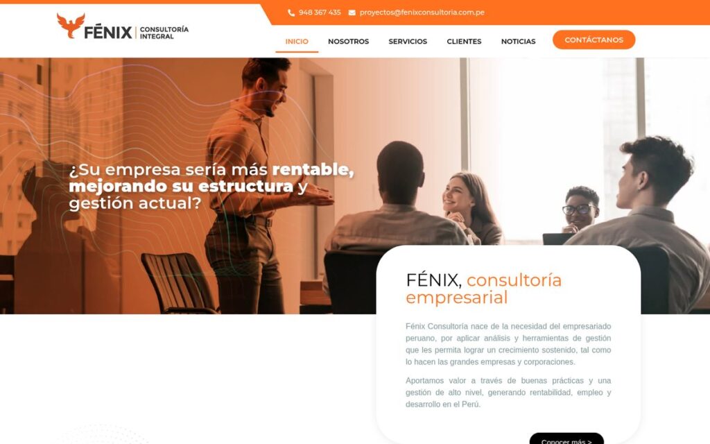Captura de la web de Fénix Consultoría hecha por Lucuma Agency