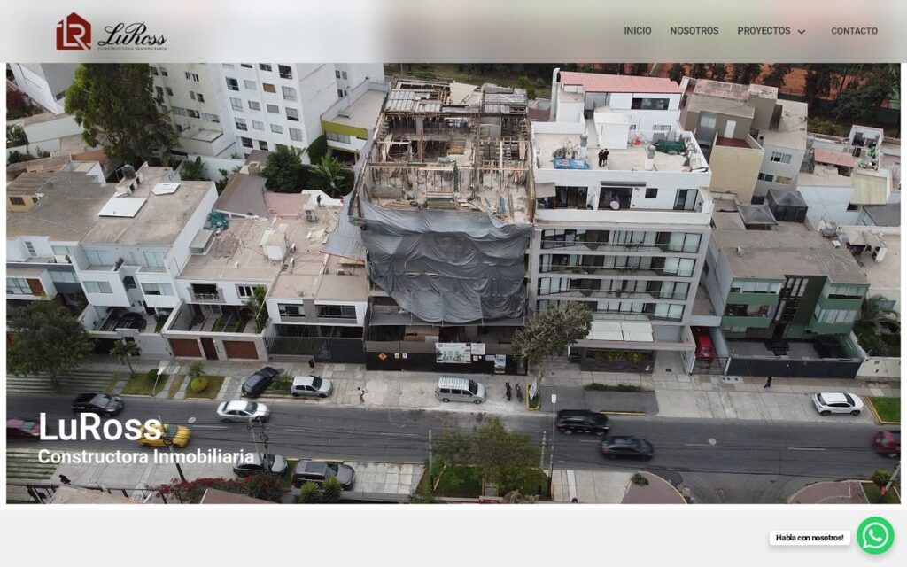 Captura de la web de LuRoss Constructora hecha por Lucuma Agency