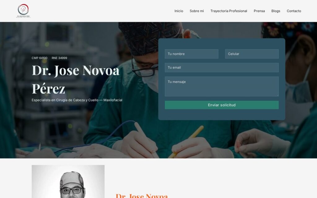 Captura de la web de Dr. José Novoa hecha por Lucuma Agency